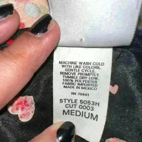 Y2k 90s Heart Print Black Low Back Slip Dress - Picture 9 of 9